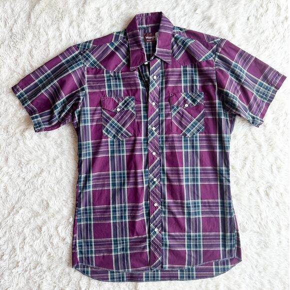 Wrangler Other - 80’s Wrangler Pearl Snap Plaid Button Up Large Tall